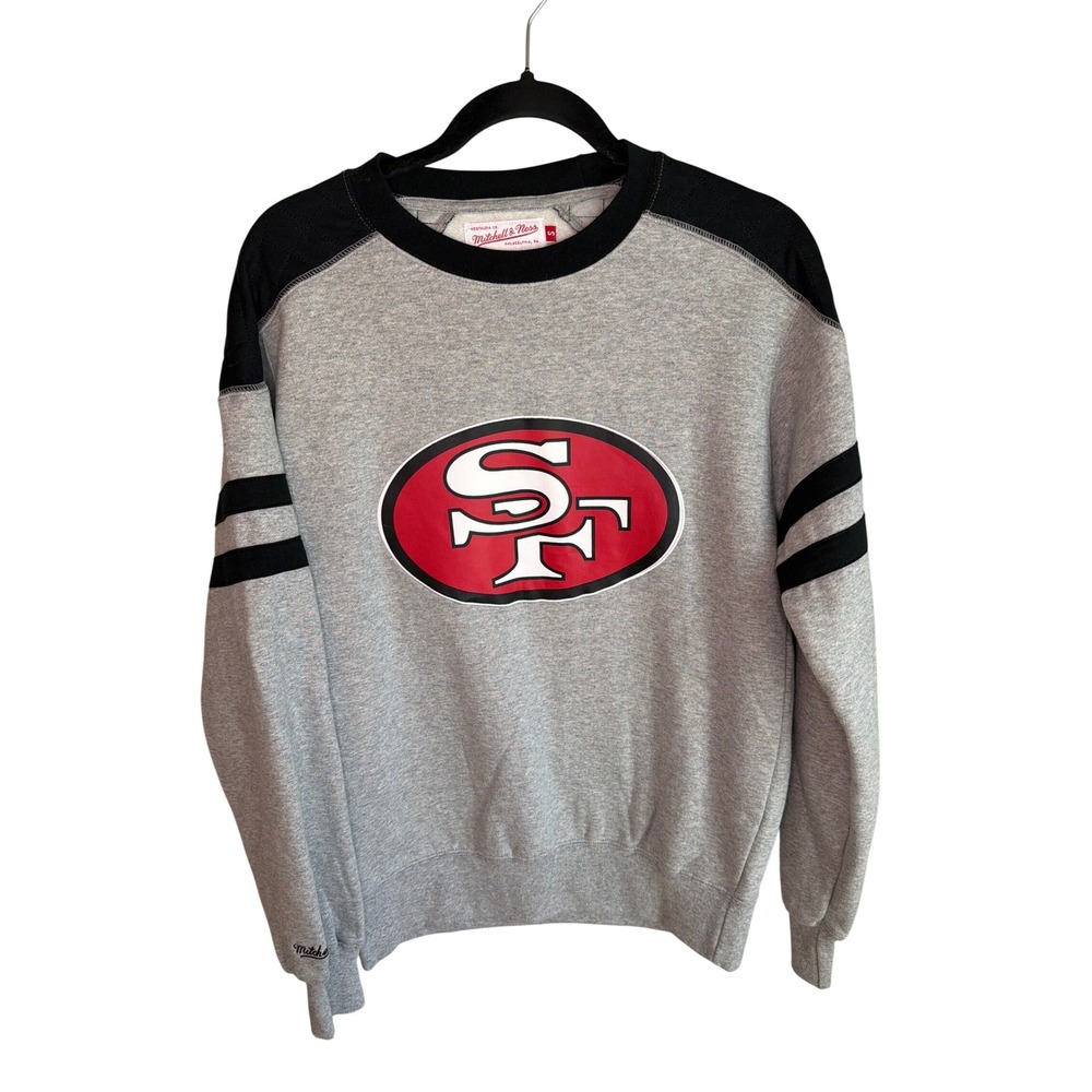 Mitchell & Ness San Francisco 49ers Crewneck Sweatshirt Gray Black Mens Small